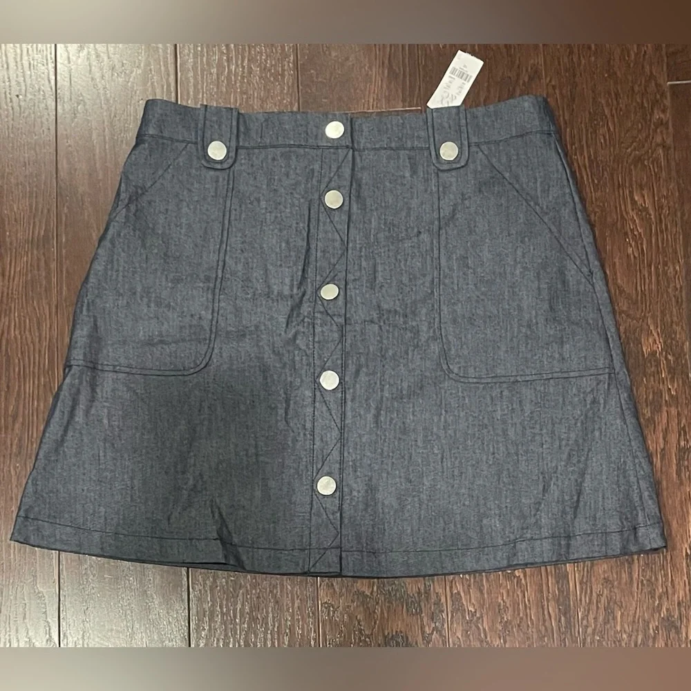 NEW YORK COMPANY Button Accent Pocket mini Denim Jean Skirt Size 12 NEW